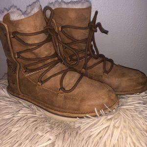 UGG Lodge Fur-Lined Lace-Up Boots